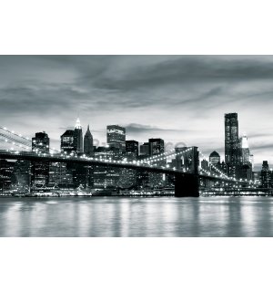 Fototapet vlies: Brooklyn Bridge (alb-negru) - 184x254 cm