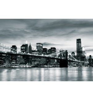 Fototapet vlies: Brooklyn Bridge (alb-negru) - 254x368 cm