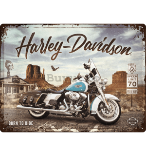 Placă metalică: Harley-Davidson (King of Route 66) - 40x30 cm