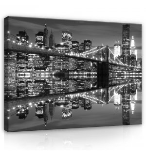 Tablou canvas: Brooklyn Bridge alb-negru (3) - 80x60 cm