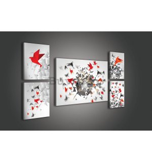 Tablou canvas: Origami (1) - set 1 buc 70x50 cm și 4 buc 32,4x22,8 cm