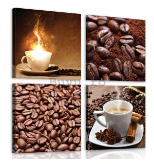 Tablou canvas: Cafea (1) - set 4 buc 25x25cm