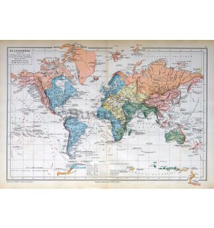 Fototapet vlies: Harta lumii franceză (Vintage)- 416x254 cm