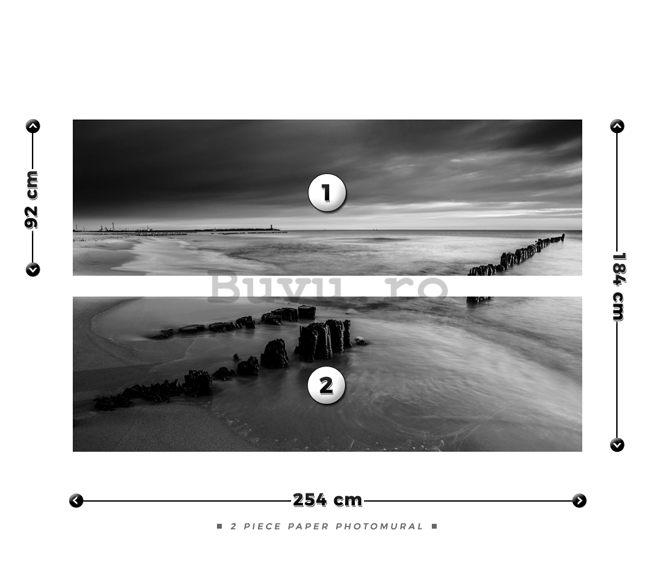 Fototapet: Coastă alb-negru - 184x254 cm