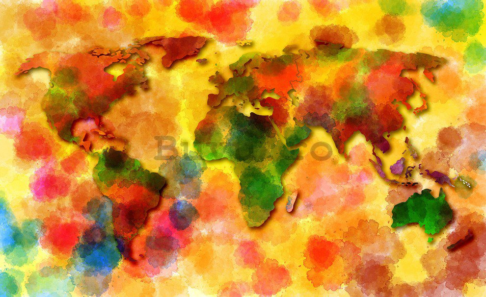 Fototapet: Harta lumii în culori variate - 184x254 cm