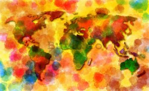 Fototapet: Harta lumii în culori variate - 254x368 cm