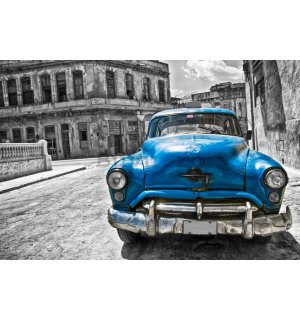 Fototapet: Mașină americană de epocă (Albastră) - 254x368 cm