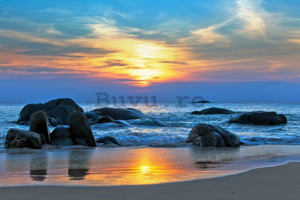 Fototapet: Răsărit de soare pe plajă - 184x254 cm