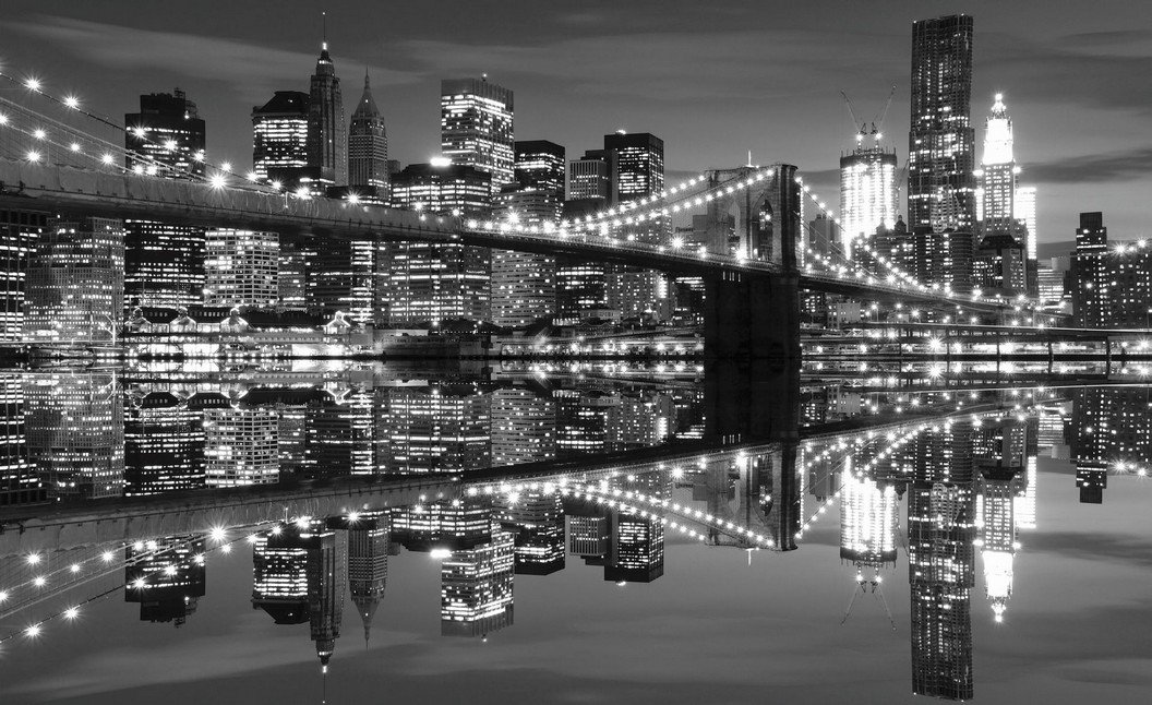 Fototapet: Brooklyn Bridge alb-negru (3) - 184x254 cm