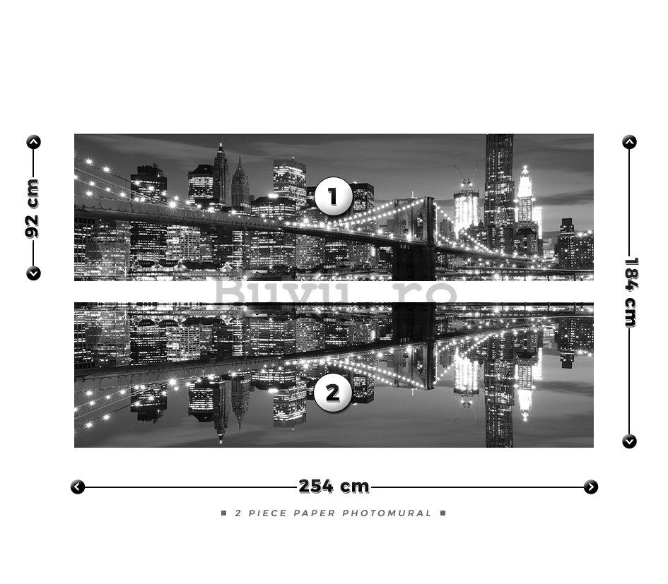 Fototapet: Brooklyn Bridge alb-negru (3) - 184x254 cm