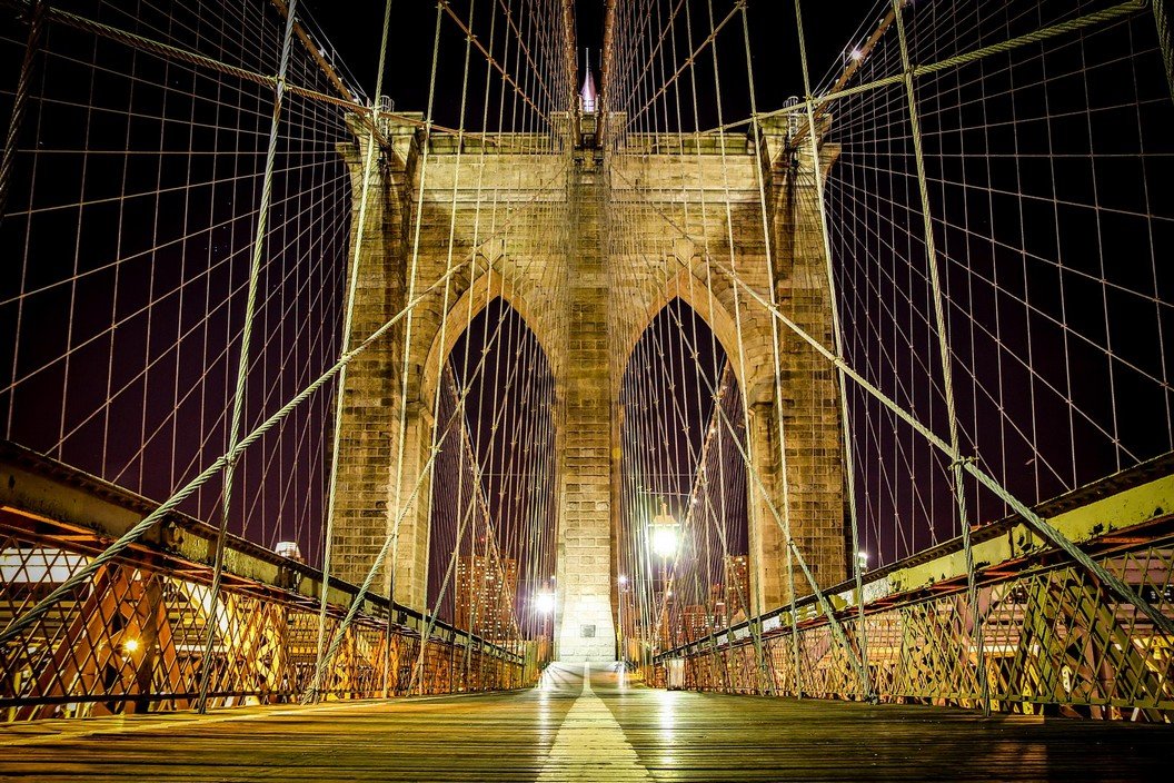 Fototapet: Brooklyn Bridge nocturn - 254x368 cm