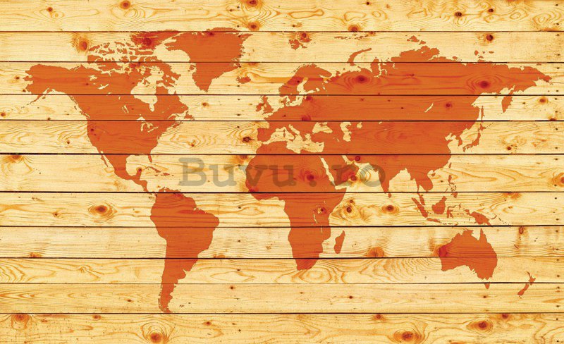 Fototapet: Harta lumii din lemn - 184x254 cm