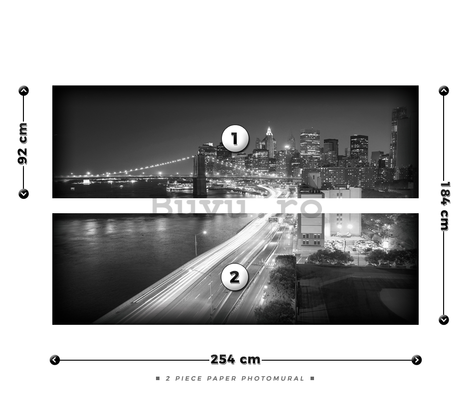 Fototapet: Brooklyn Bridge alb-negru (1) - 184x254 cm