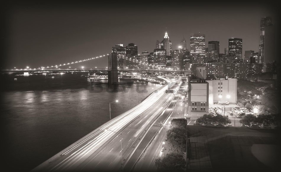 Fototapet: Brooklyn Bridge alb-negru (1) - 254x368 cm