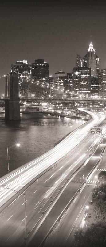 Fototapet: Brooklyn Bridge alb-negru (1) - 211x91 cm