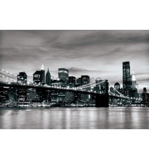 Fototapet: Brooklyn Bridge (alb-negru) - 184x254 cm
