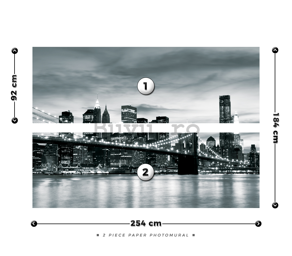 Fototapet: Brooklyn Bridge (alb-negru) - 184x254 cm