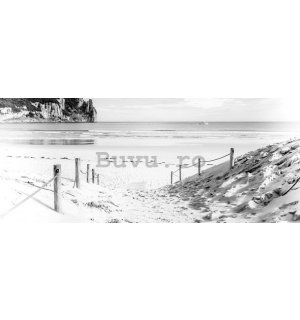 Fototapet: Plajă nisipoasă (alb-negru) - 104x250 cm