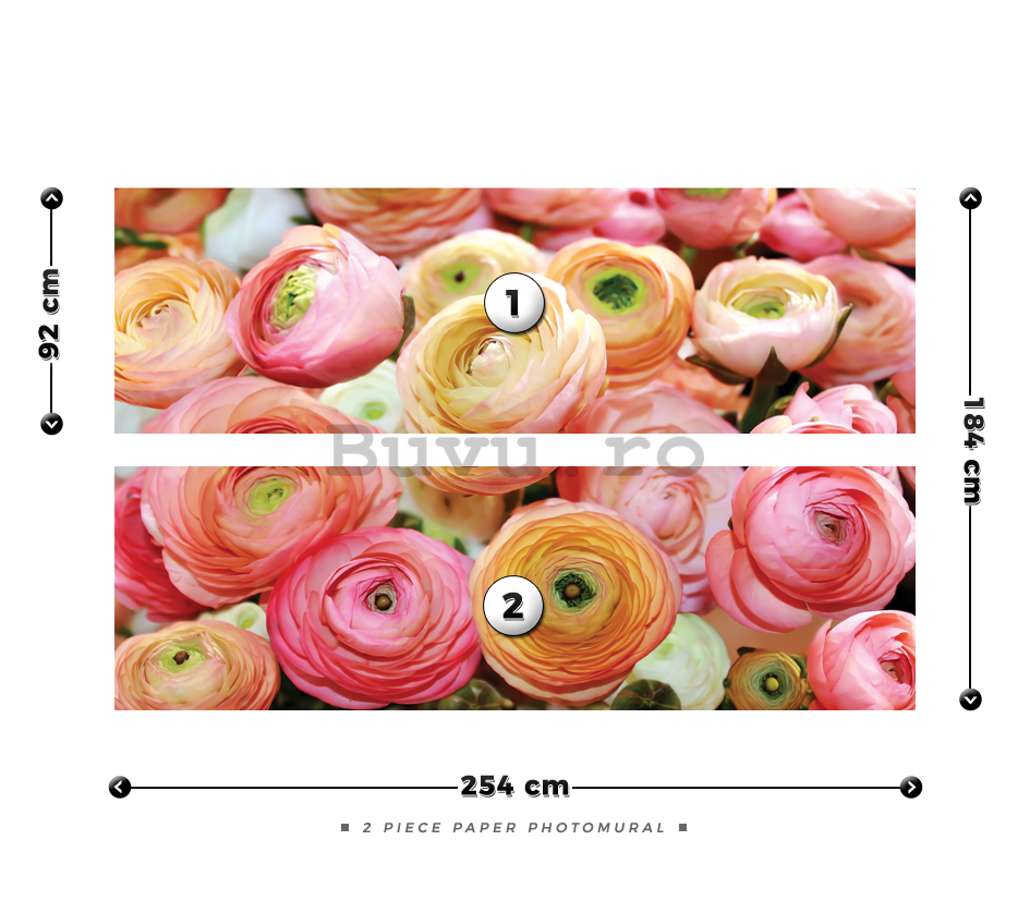 Fototapet: Trandafiri portocalii și roz - 184x254 cm