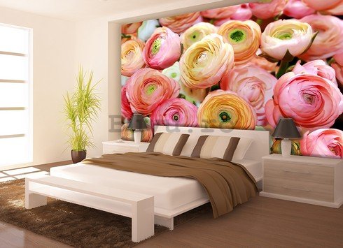 Fototapet: Trandafiri portocalii și roz - 254x368 cm