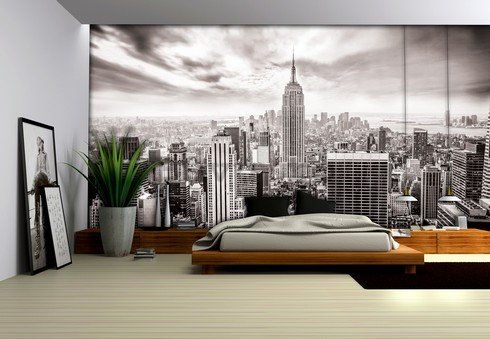 Fototapet: Vedere New York (alb-negru) - 254x368 cm