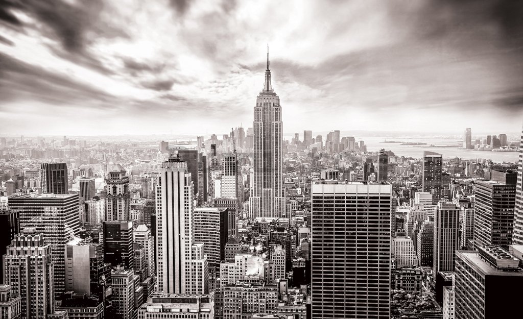 Fototapet: Vedere New York (alb-negru) - 254x368 cm