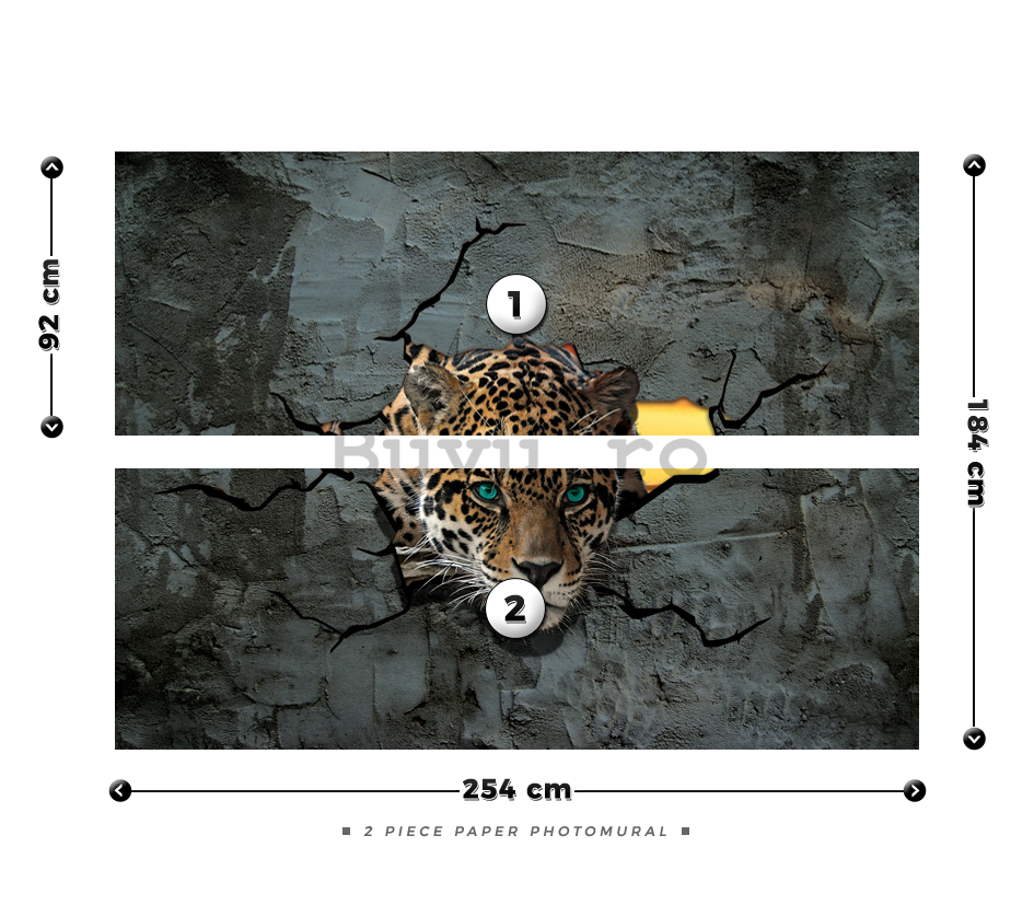 Fototapet: Gepard în zid - 184x254 cm