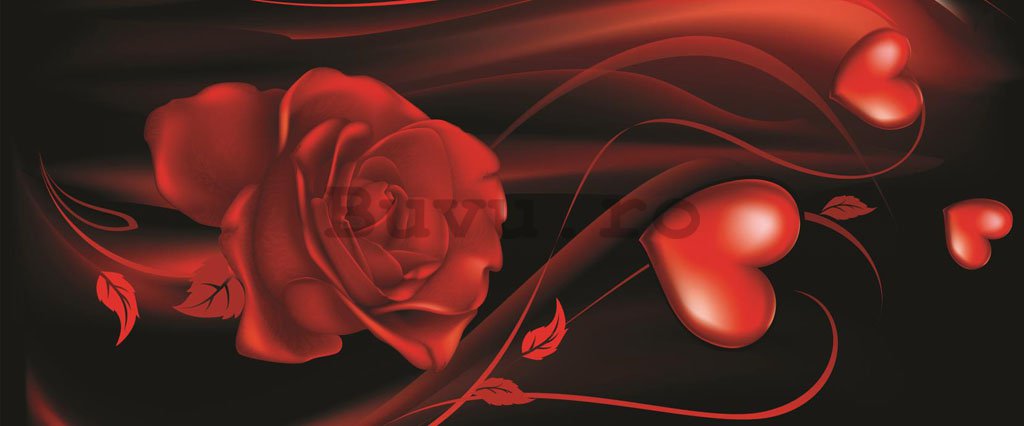 Fototapet: Inimă cu trandafir - 104x250 cm