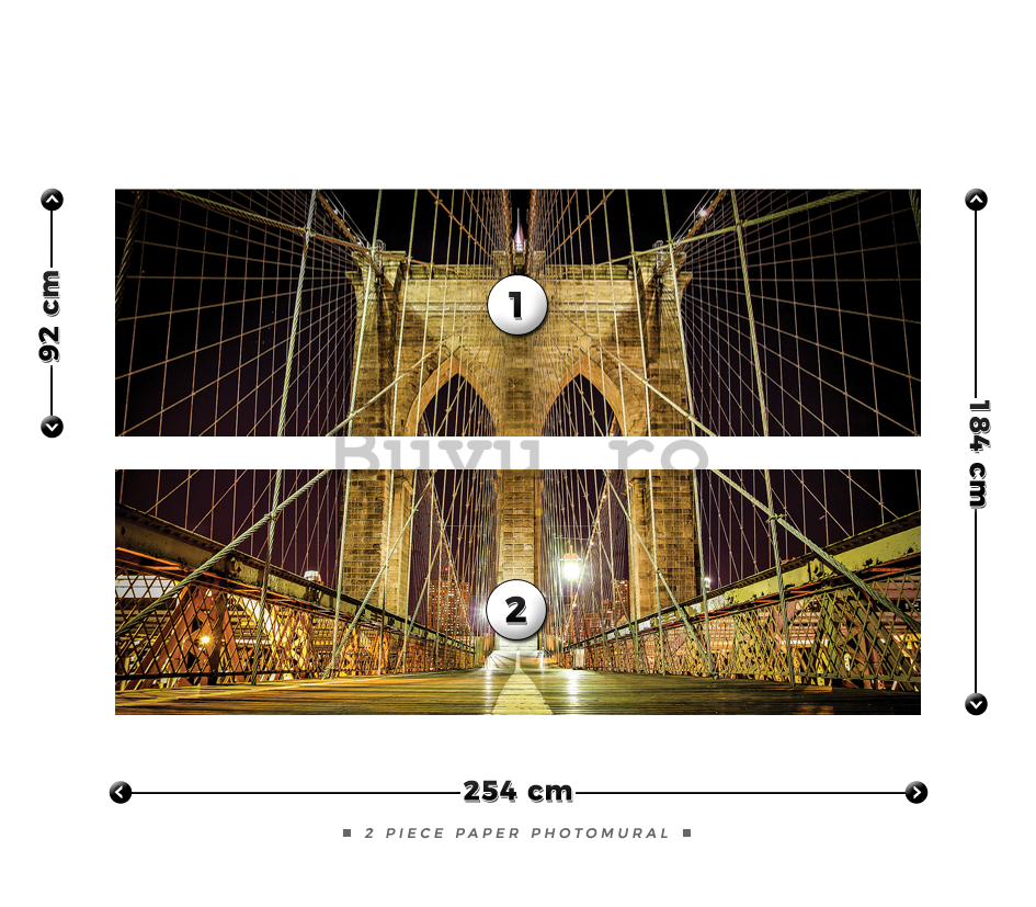 Fototapet: Brooklyn Bridge nocturn - 184x254 cm