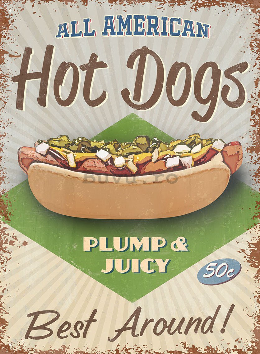 Placă metalică - All american Hot Dogs