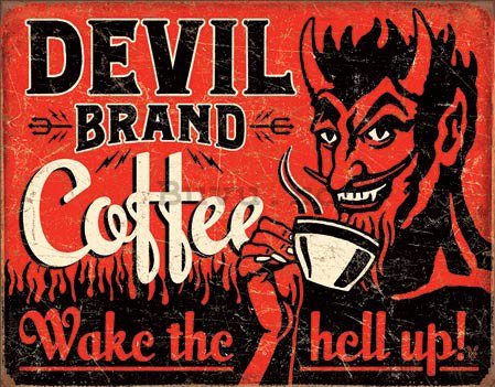 Placă metalică - Devil Brand Coffee