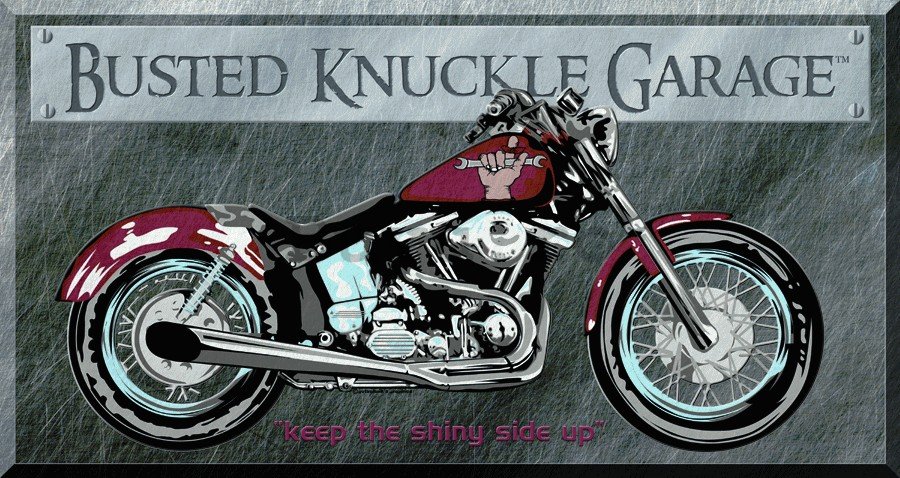 Placă metalică: Busted Knuckle Garage - 22x40 cm