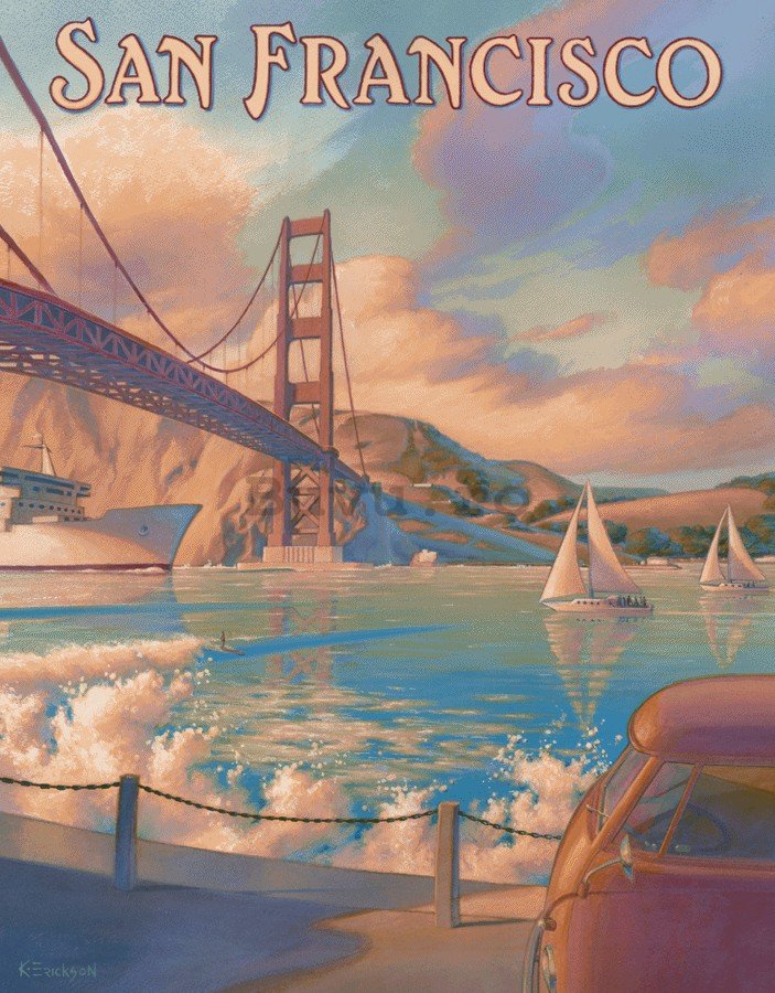 Placă metalică - San Francisco (Golden Gate Bridge)