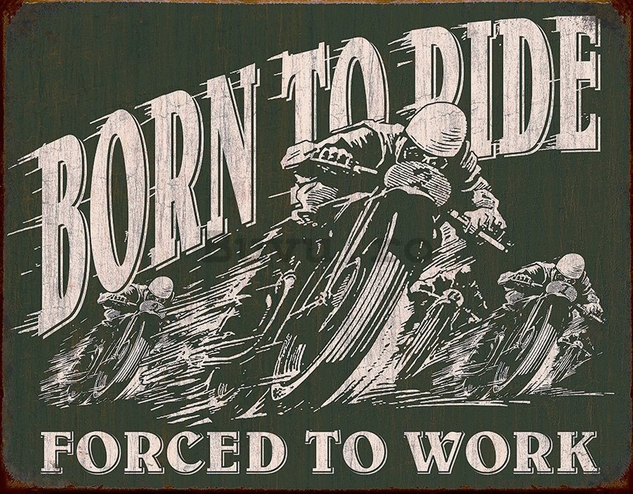 Placă metalică - Born To Ride (Forced To Work)