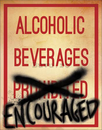 Placă metalică - Alcoholic Beverages Encouraged