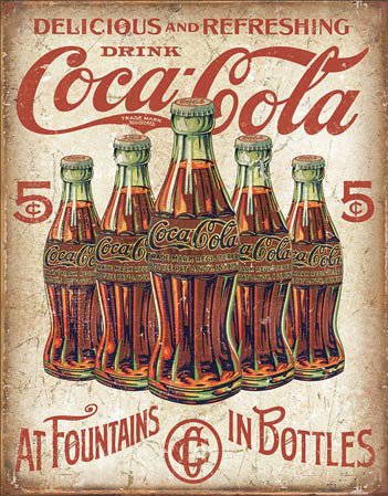 Placă metalică - Coca-Cola (5$ Bottles)