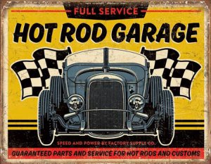 Placă metalică - Hot Rod Garage