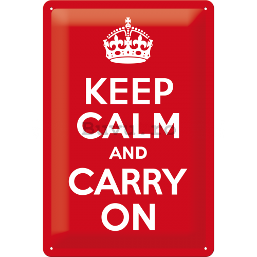 Placă metalică: Keep Calm and Carry On - 30x20 cm