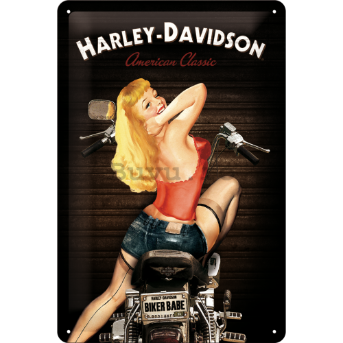 Placă metalică - Harley-Davidson (Biker Babe)