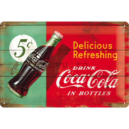 Placă metalică: Coca-Cola (bicolor) - 20x30 cm