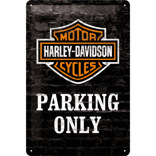 Placă metalică: Harley-Davidson Parking Only - 30x20 cm