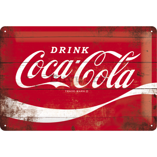 Placă metalică: Coca-Cola (logo-ul clasic) - 20x30 cm