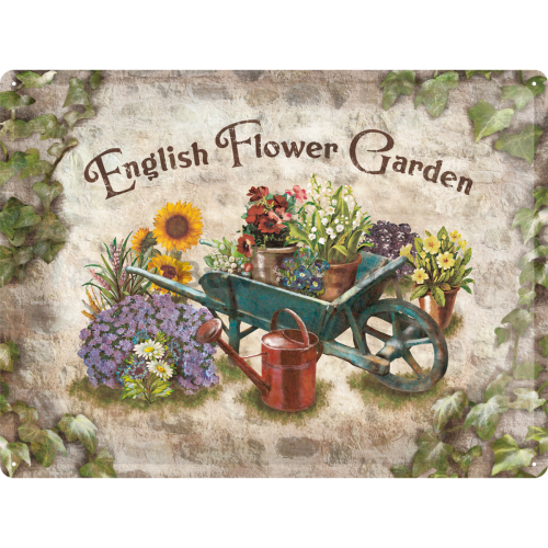 Placă metalică: English Flower Garden - 30x40 cm