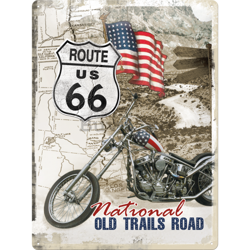 Placă metalică - Route 66 Old Trails Road