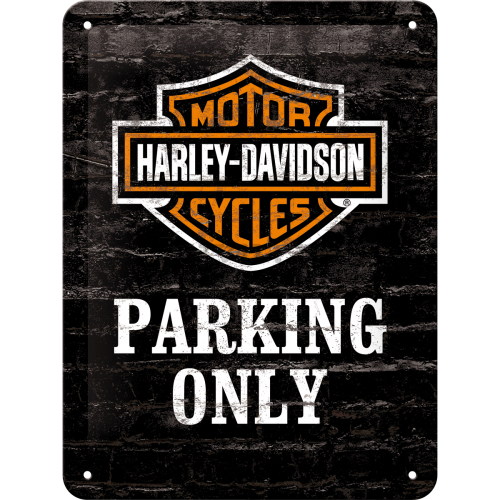 Placă metalică: Harley-Davidson Parking Only - 20x15 cm