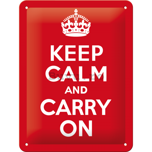 Placă metalică: Keep Calm and Carry On - 20x15 cm