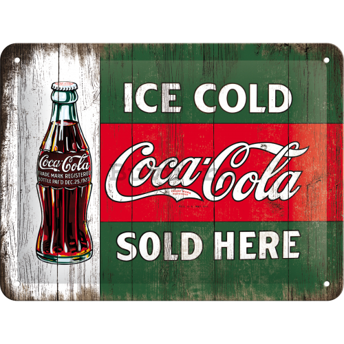 Placă metalică: Coca-Cola (Sold Here) - 15x20 cm