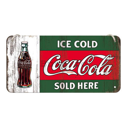 Placa metalica cu snur - Coca-Cola (Ice Cold Sold Here)