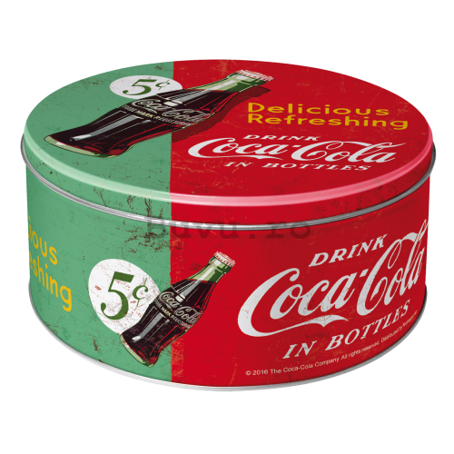 Cutie metalică L circulară - Coca-Cola (bicolor)