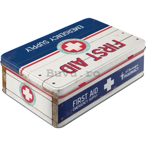 Cutie metalică plată - First Aid (Emergency Supply)